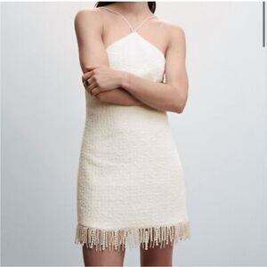 Jason Wu ivory tweed pearl fringe off white dress women’s grad bridal cocktail